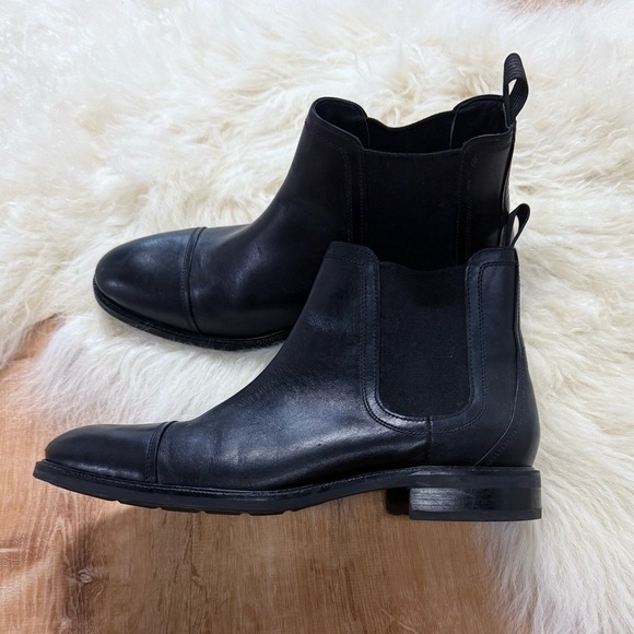 Cole Haan Men's Black Conway Waterproof Leather Cap-Toe Chelsea Boots Size 10.5 - Picture 9 of 9